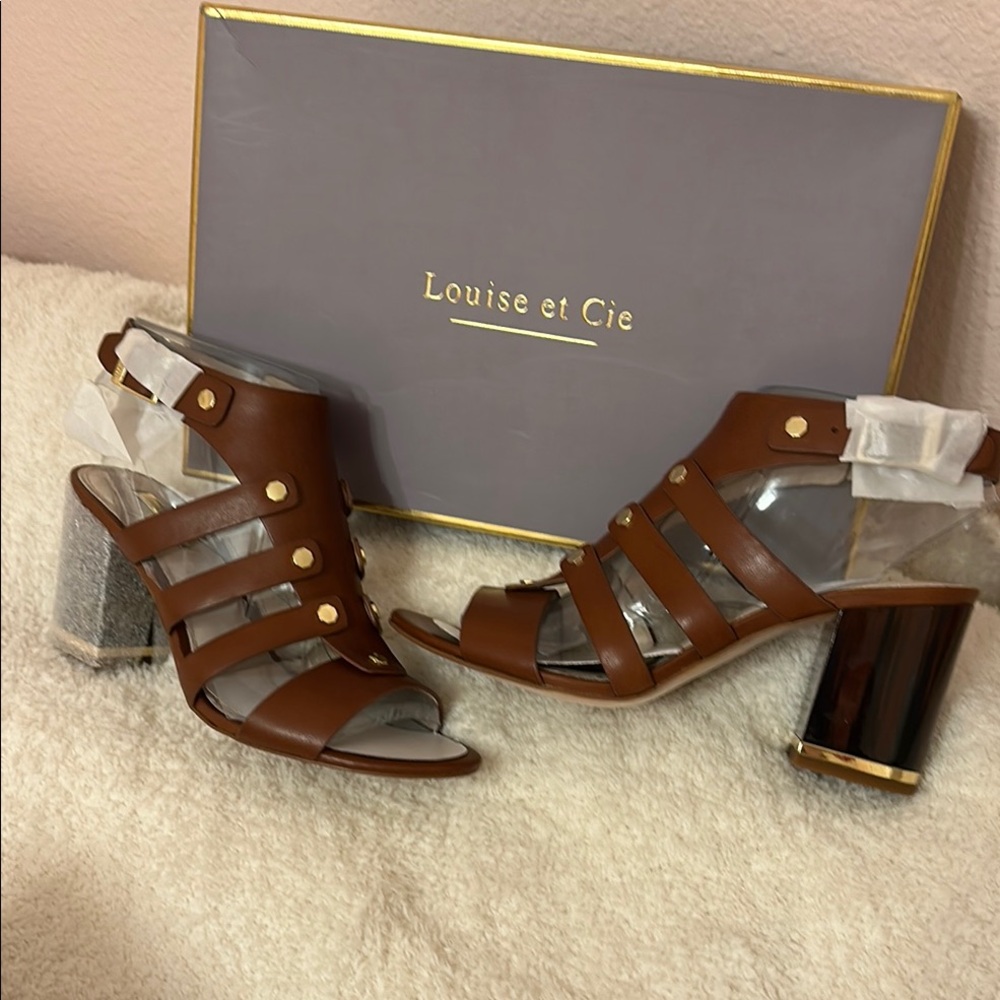 Louise et Cie Brown Chunky Heel Sandals